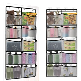 Generisch Hanging Shelf Door, Door Storage, 1 Piece Foldable Hanging Storage Organiser, Bag Organiser with 10 Mesh Pockets for Multifunctional Hanging Organiser, Hanging Shelf for Bedroom, Bathroom