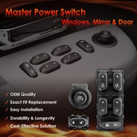 Master Power Window Switch, control de bloqueo de puerta del espejo lateral del conductor, compatible con Ford F-150 2004-2008, Lincoln Mark LT, reemplaza # 901-339 901-324 901-164 901-331