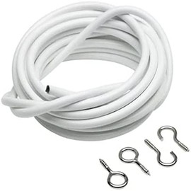 Merriway BH03842 Plastic Coated Curtain Wire with 2 Each Hooks and Eyes, 120 cm (48 inch)