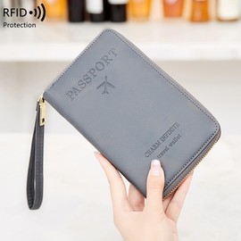 Toctax Passport Case, Passport Case, Travel Documents Folder, Passport Bag Leather, Passport Holder for Men and Women, ID Case, Credit Card Cases, gray, simple
