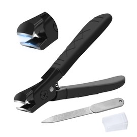 Nail Clippers for Thick Nails, Toenail Clippers for Thick Nails, Wide Jaw Nail Clippers with Metal Nail File and Bag,Heavy Duty Toe Nail Clippers for Men and Women (Black)