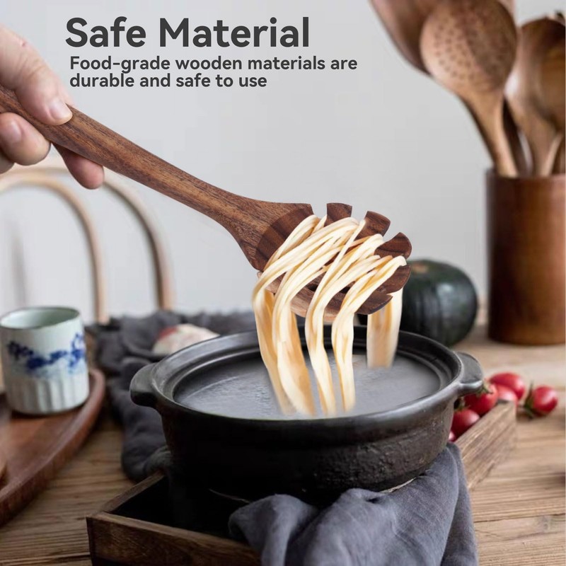 Wooden Pasta Fork and Spaghetti Spoon - 12.6-Inch Spaghetti Server