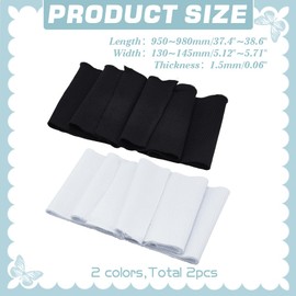 WADORN 2 Colors Elastic Fiber Ribbing Fabric, 37.4x5.1 Inch Black White Rib Knit Fabric for Cuffs and Waistband Stretch Neckline Collar Trim Material for Jacket Sewing Waistband Cuffs Welt Edge