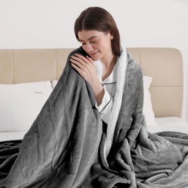 ESTINGO Electric Heated Blanket Twin Size, 62"x84" Electric Blanket with ETL & FCC Certification, Fast Electric Heating Blanket with 5 temperatures & 10 Hours Auto Off, Machine Washable, Cool Gray