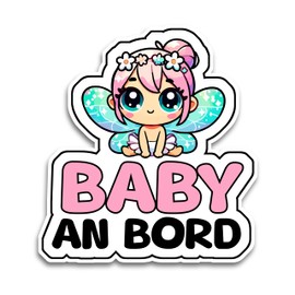 Baby on Board Sticker Car, Fairy Baby Car Sticker, Baby on Board Sticker 16 x 14.5 cm, Weatherproof and UV-Resistant Sticker Car, Sticker Baby and Car Baby for Safe Drives with Your Child