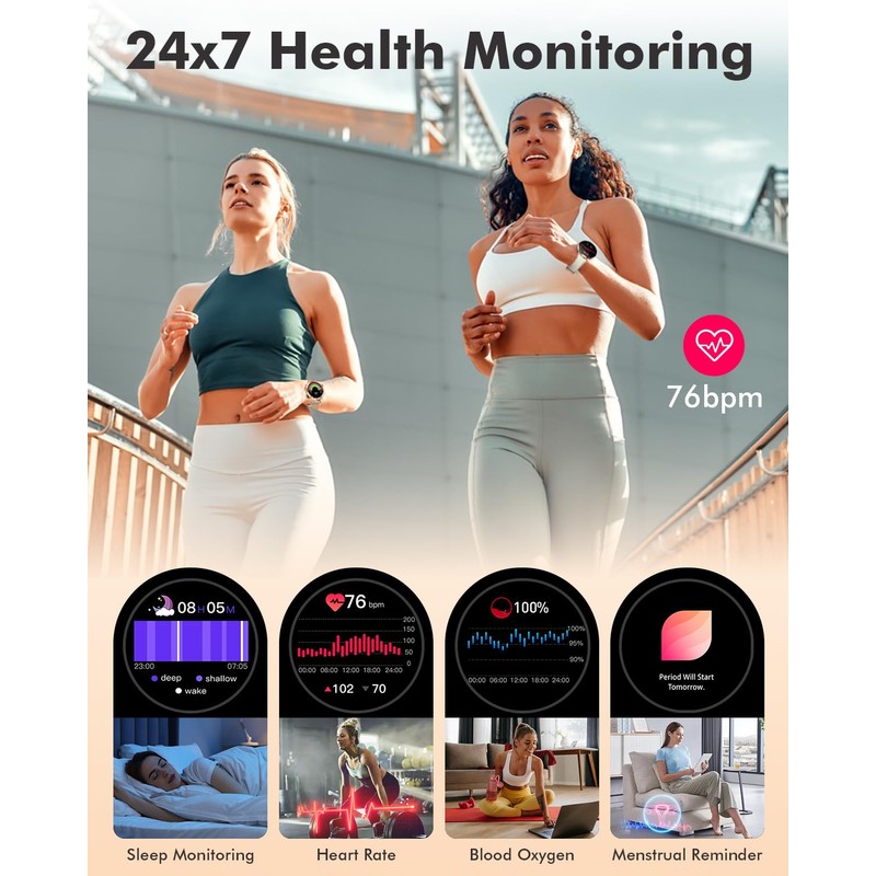 Ultra-thin Stainless Steel Smartwatch for Women Men 1.32'' Bluetooth