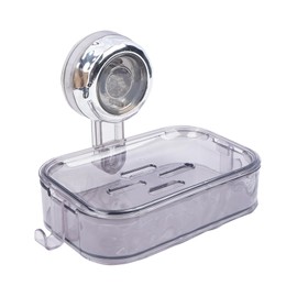 VirtuGro Soap Dish for Shower, Suction Soap Holder Wall Mounted, Plastic Soap Holder for Bathroom Tub Kitchen, Sponge Sink Holder Suction Cup, Waterproof, Drill-Free, Removable Shower Organizer