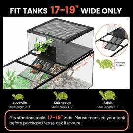 Turtle Basking Platform & Dock - Stainless Steel Turtle Ramp, Non-Slip Surface - Fits 18-20 Inchs Wide Aquariums