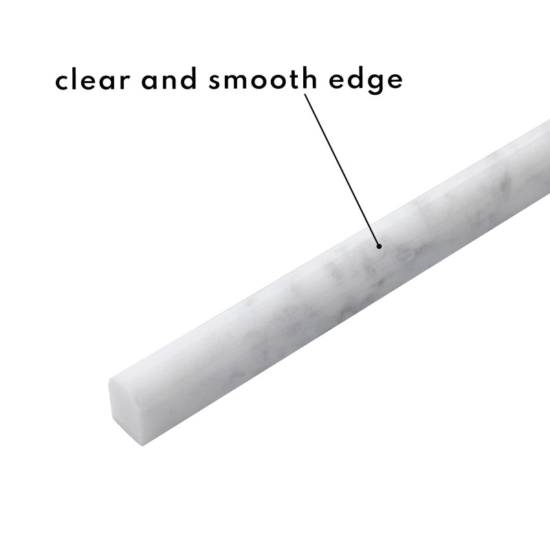 Lovdeco Carrara White 1/2" X 12" Marble Pencil Liner Tile,