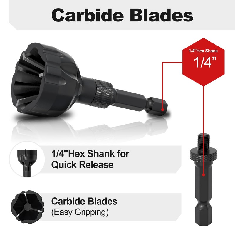 LATTHANT Deburring External Chamfer Tool With Tungsten Carbide Blade, Bolt
