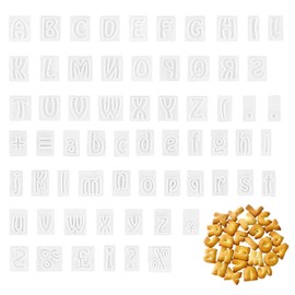 64Pcs Alphabet Cookie Cutters, Letter Cutter Moulds, Small Fondant Cookie Cutter Letters, with 12 Symbols Marks