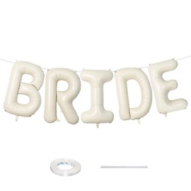 Lingqiang 40 Inch Beige BRIDE Balloons Bachelorette for Bridal Shower, Large Cream White Sand Bride Mylar Foil Balloon Letter, Ivory Alphabet Balloon Banner for Wedding Engagement Bride To Be Party Decorations