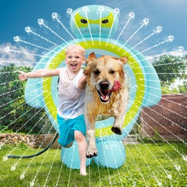 PETNF Dog Water Sprinkler & Agility Training Jumps 2-in-1 Inflatable Sprinkler for Families and Pets to Play Outdoors in The Summer 50 inches for Large/Small Dogs