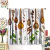 DDCBNS Spice Kitchen Curtains Rustic Herbs Spices Wooden Spoons Polyester