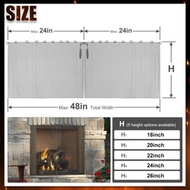 Memrita Fireplace Mesh Screen Curtain,2 Packs Spark Guard Mesh Metal Fire Screen Panels with Pulls for Home Fireplace, 2 Panels Each Panel Measures 24in Wide x 22in High,Black