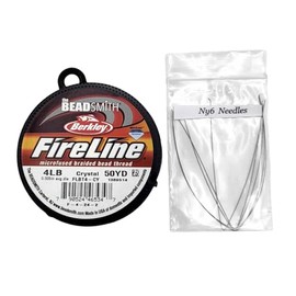 Beadsmith FIRELINE Beading Thread Crystal/Smoke 4LB 6LB 8LB 50 YRD/Spool (Crystal, 4LB 0.12mm) with Fine Beading Needle Bundle Kit for Jewelry Making & Beadwork