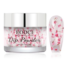 EODCI Red Color Nail Dip Powder Dried Flower, Transparent Crystal Dipping Powder - Nail Art Starter Manicure DIY No Needed Nail Lamp Curing Nail Color for Professionals & At-Home DIY - 1 oz