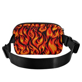 JHKKU Hiking Fanny Pack Flame Print Waist Pack Fashion Casual Hip Bum Bag with Adjustable Strap for Women & Men Hands Free Crossbody Bags for Outdoors, Hiking, Running, Travel