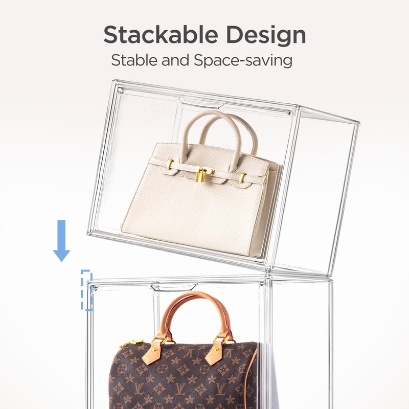HBlife 3 Pack Purse Storage Organizer for Closet, X-Large Clear
