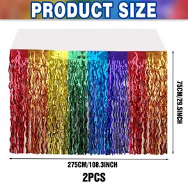 Pack of 2 Pride Month Table Skirt Decorations, Rainbow Table Skirt with Tassel, Decorative Table Skirt, Excellent Rainbow Decoration for Gay Pride Celebrations, Birthdays, Festivals, Anniversary