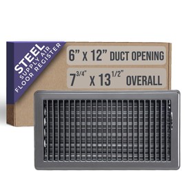 Fits 6x12 and 12x6 Duct Opening | Floor Register with Louvered Design by Handua | Heavy Duty Walkable Design with Damper | Floor Vent Grille | Easy to Adjust Air Supply Lever | Black