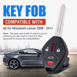 Keymall - Llavero remoto sin llave de repuesto para Mitsubishi Lancer 2008 2009 2010 2011 2012 2013 2014 2015 (FCC: OUCG8D-625M-A P/N: 6370A477) 4 botones