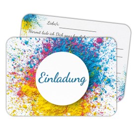 14 Birthday Invitations for Teens and Kids HOLI - Colourful Cards in Quality Print for Birthday, Celebrations, Parties and Special Occasions