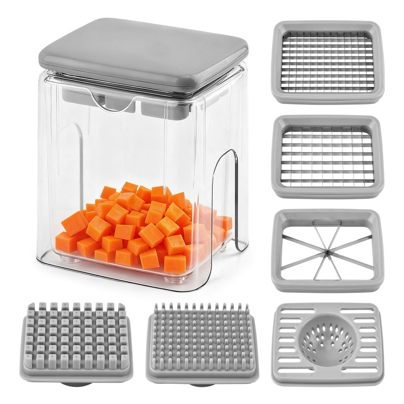 French Fry Cutter, Potato Cutter Fruit Slicer w/ 3 Blades,