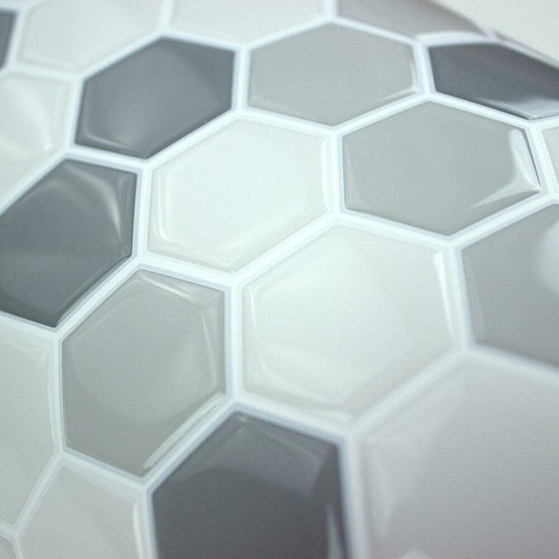RoomMates TIL4278FLT StickTiles White and Gray Hexagons Peel and Stick