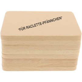 teemando® 8 x Raclette Wooden Coasters with Print, 10 cm, Decorative Coasters for Glasses and Raclette Pans
