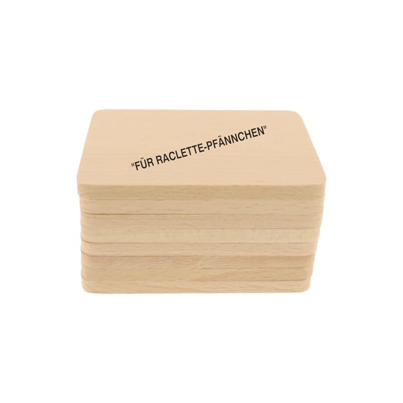 teemando® 8 x Raclette Wooden Coasters with Print, 10 cm,