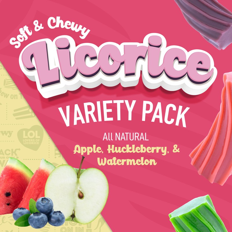 Wiley Wallaby Licorice 10 Ounce Variety Pack - Huckleberry, Apple