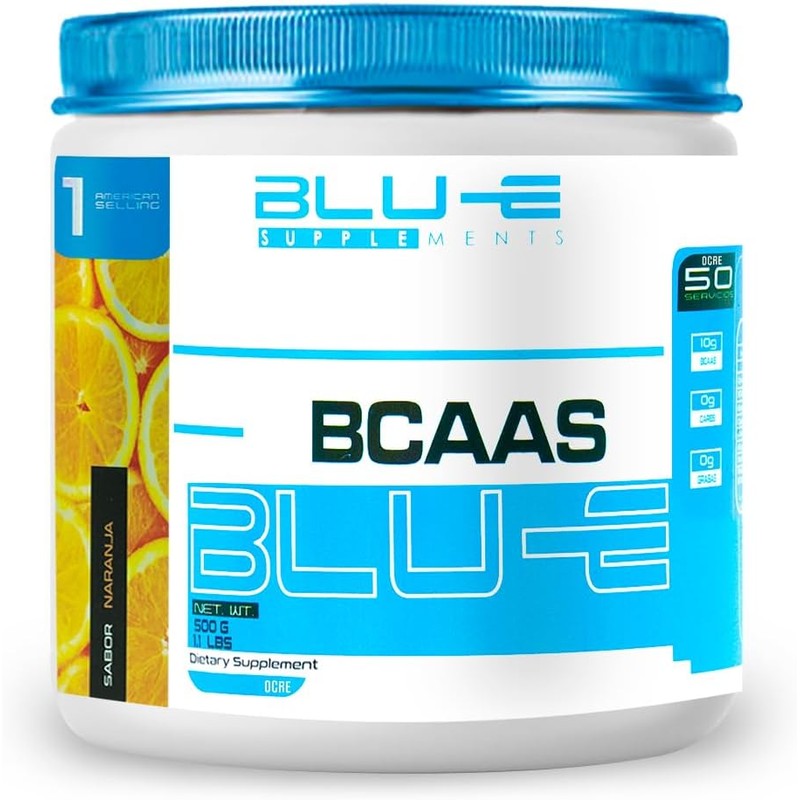 Blu-e Bcaas Aminoácidos 50 Servicios 500 G Sabor Naranja
