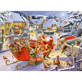 Ravensburger Christmas Collection No.1 Christmas Market & Santa Claus' Christmas Supper 2x 500 Piece Jigsaw Puzzle for Adults and Kids Age 10 Years Up