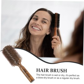 WOONEKY Roll Blow Drying Brush for Thick Hair Curly Hair Styling Tool with Boar Bristle for Daily Use to Achieve Healthier Smoother
