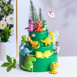 3 piezas de adornos para tartas de dinosaurios para bebé, diseño de dinosaurio, para baby shower, niños, niñas, animales del bosque, decoración de fiesta de cumpleaños