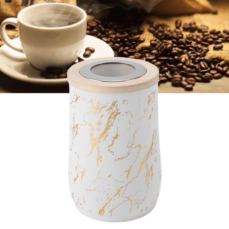 Coffee Bean Canister Airtight Stainless Steel Visible 800ml with Spoon