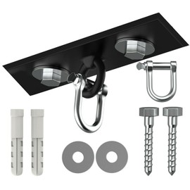 PUNCH BAG CEILING HOOK by Athletics Gear | 18-guage Heavy Duty Bracket, 8” Long, 4 Fixing Holes with D-Shackle Swivel & Fixings (8" Ceiling Hook)