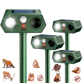 Ultrasonic Animal Repellent Outdoor witht Motion Sensor&LED Strober Ligh Cat Deterrent Outdoor Deer Repellent Device to Scare Fox Dog Raccoon Squirrel Skunk Rabbit