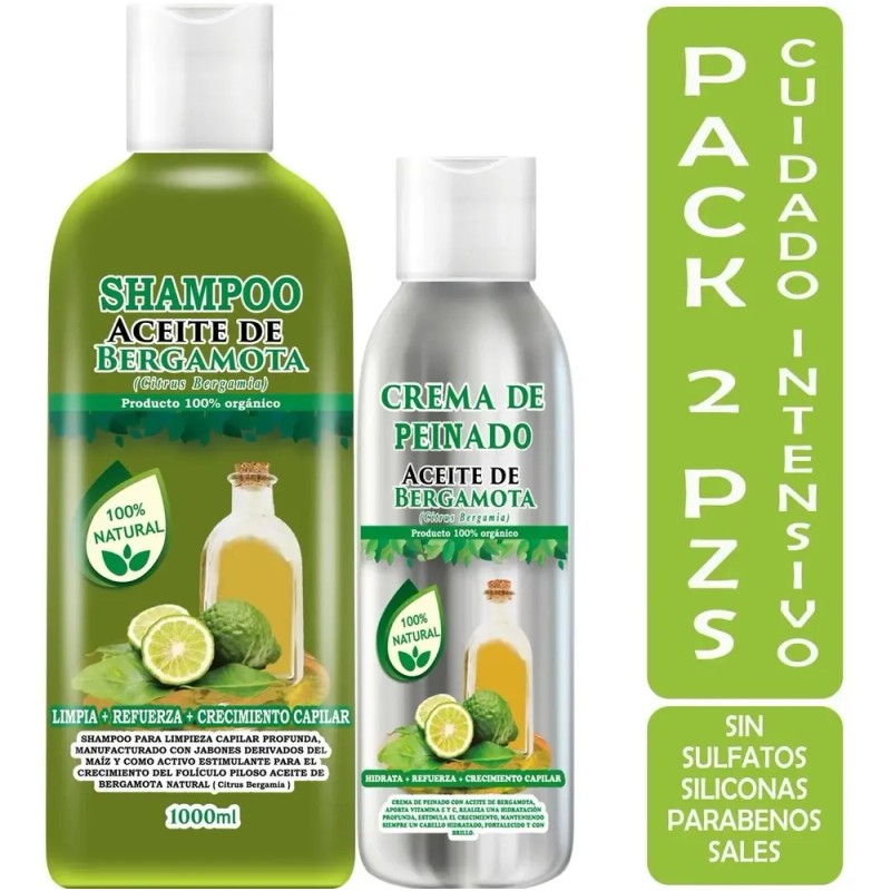 Shampoo Aceite De Bergamota 1l + Crema De Peinado Bergamota
