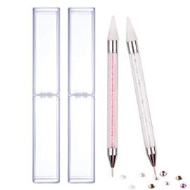 2PCS Dual-Ended Rhinestone Picker Dotting Pen, Kememo Wax Tip Pencil for Jewel Gems Crystals Studs Pickup, Manicure Nail Art DIY Decoration Tool
