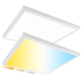 Franjulia 2 Pack 2x2 LED Flat Panel Light Surface Mount- 50W 3000K/4000K/5000K 120V 5500LM 10%-100% Brighrness 2 x 2 led Flat Panel Light for Kitchen/Garage