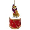 SHIBA INU Dog DRUM Christmas Ornament w/Gold String & Scarf
