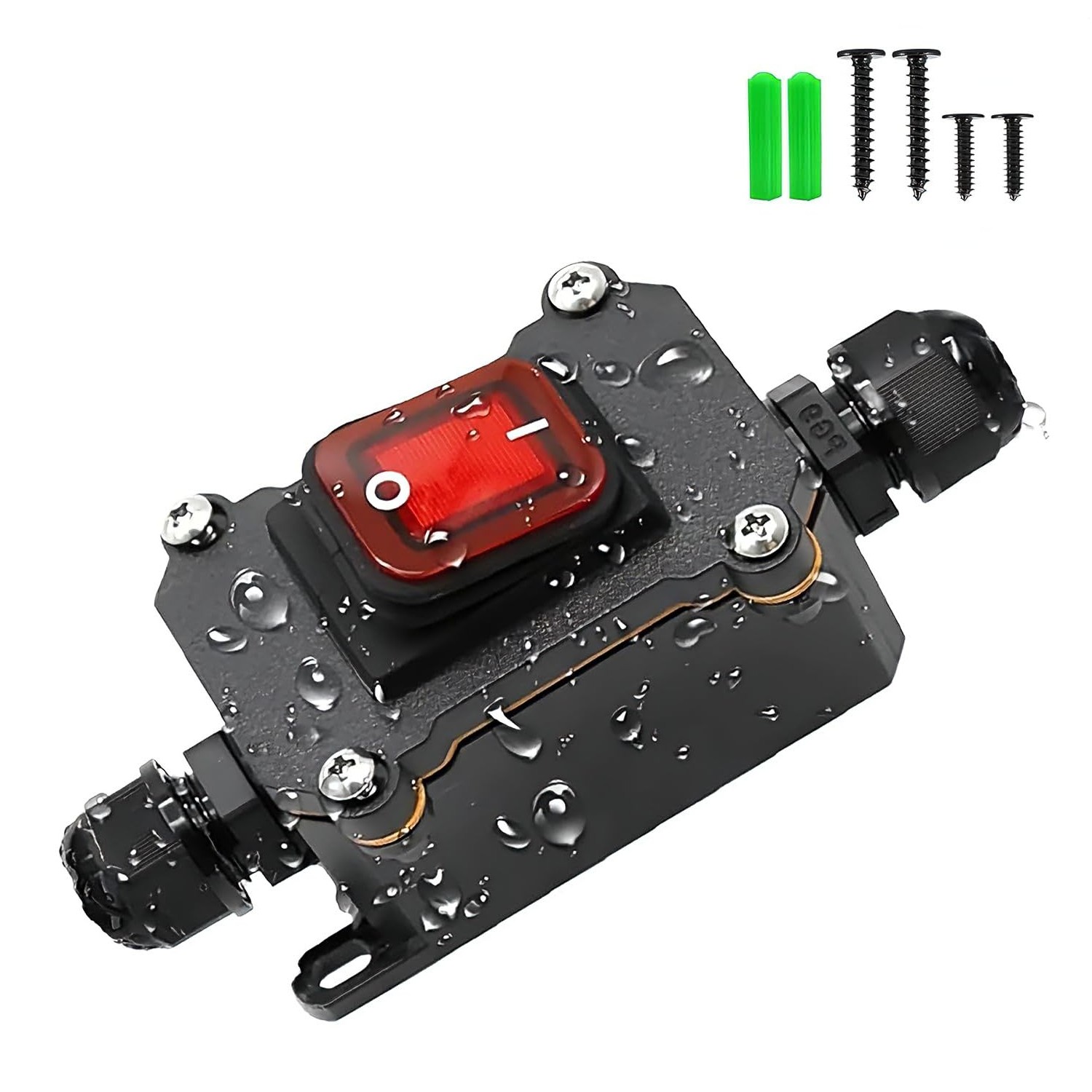IP67 Waterproof Inline Switch with Red Light Rocker Button, On Off ...