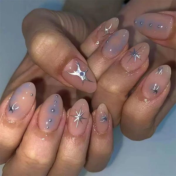 Almond Press on Nails Short Fake Nails Gradient False Nails