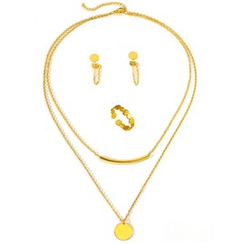 TTPSRY Jewellery Sets for Women Ring Earring and Necklace Set Individuality Jewellery Ideal for Everyday and Party Wear(Gold)
