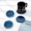BENECREAT 4Pcs Small Blue Agate Coasters, 6-7.5cm Round Dyed Sliced
