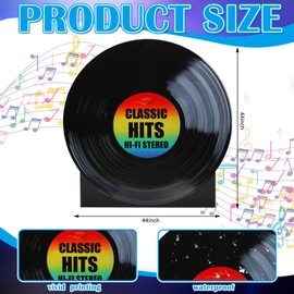 Vicenpal 3.7 ft 50s 70s Vinyl Record Cardboard Cutout Standup Life Size 1950s Music Theme Party Decoration Backdrop Photo Props Disco Back Drops Standup for Music Prom Night 50s 70s Theme Decor