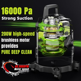 YOWMOFT 4 Gallon Cordless Shop Vac, Cordless Shop Vacuum Wet and Dry with 16 Kpa Strong Suction & Blower, Portable Shop Vacuum, Battery Powered Shop Vac for Car, Home and Garage