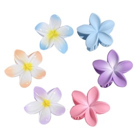 Zixrmor Pack of 6 Flower Hair Clips, Cute Jelly Colour Hair Clip, Large Hair Clip, Flower for Thick Hair, Girls Hair Clips (Mixed Flower Clip)